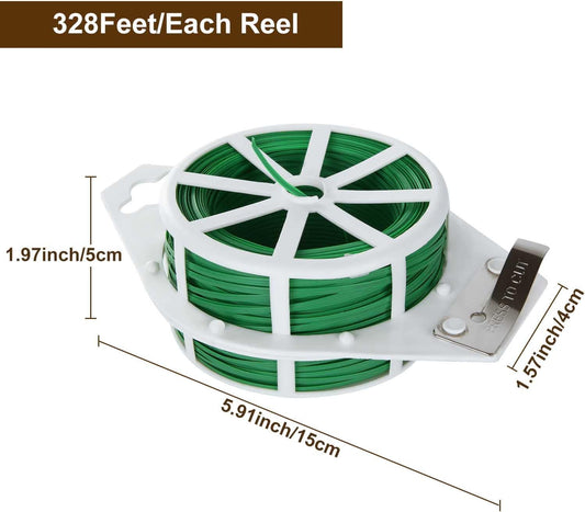 5 Roll 1640Ft (500m) Garden Plant Twist Ties, Green Garden Twist Tie Roll, Plant Wire Ties with Cutter for Gardening, Home, Office, Multi - Function Cable Tie with Plastic Coated Wire