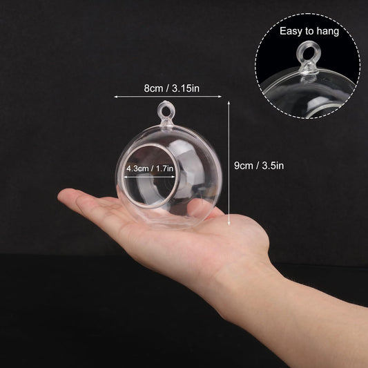 60 Pcs 3.15 InchTea Lights Hanging Glass Globes Orbs, Clear Hanging Candle Holder, Tealight Candle Holder for Wedding, Christmas, Party, Centerpiece Accessory and Home Decor by KUKLIPJIM.