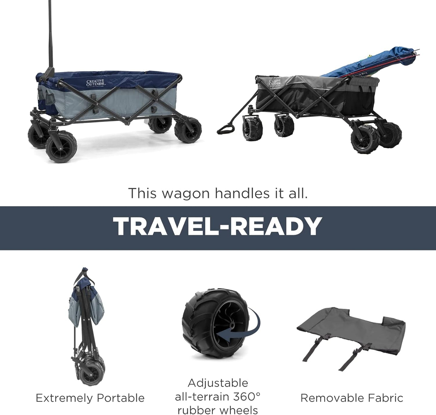 Creative Outdoor Original Folding Wagon All-Terrain Wheels