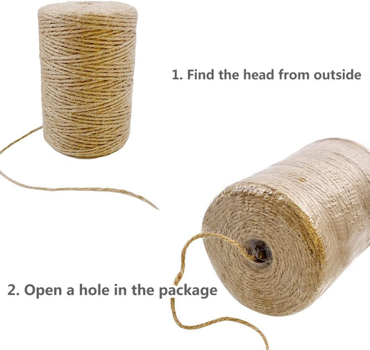 SMART&CASUAL 800 Ft Natural Jute Twine String Thin Ribbon Hemp Twine for Craft Plant Gift Wrapping Christmas Handmade Arts Decoration Packing String Home Decor (800 Ft (244M))