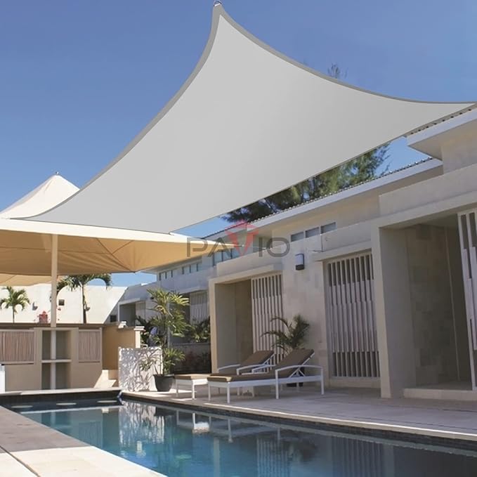 Patio Paradise 11' x 21' Sun Shade Sail Waterproof Gray Rectangle Shade Canopy UV Block Tarp Cloth Outdoor Patio Cover for Garden Backyard Deck Awning