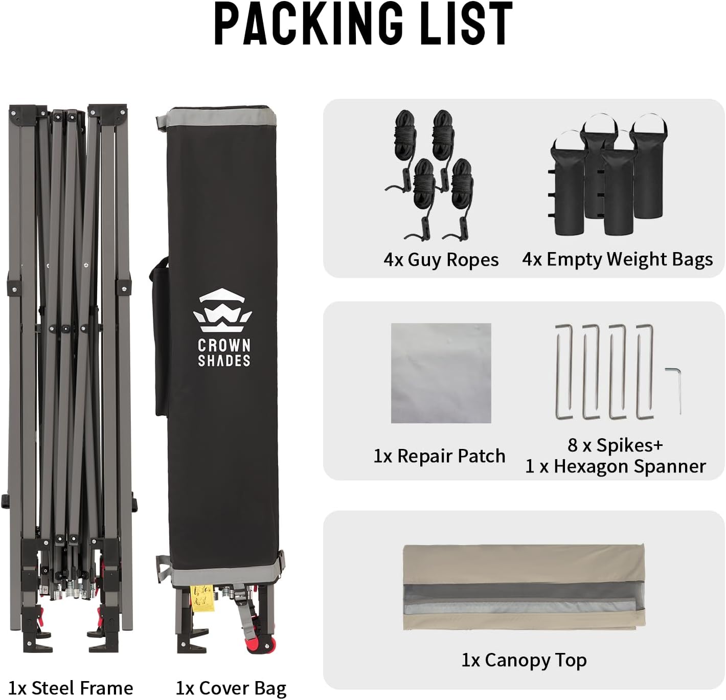 CROWN SHADES 10x10 Pop up Canopy Tent, Instant Commercial Canopy with Extend Awning, Patended Centerlock, 150D Silver Coated Fabric, 4 Ropes, 8 Stakes, 4 Weight Bags, STO 'N Go Bag, Khaki