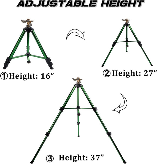 Biswing Impact Sprinkler Head on Tripod Base, Heavy Duty Lawn Sprinklers, 360 Degree Large Area Irrigation, Brass Sprinkler Nozzle & Solid Alloy Metal Extension Legs Flip Locks, 2 Pack