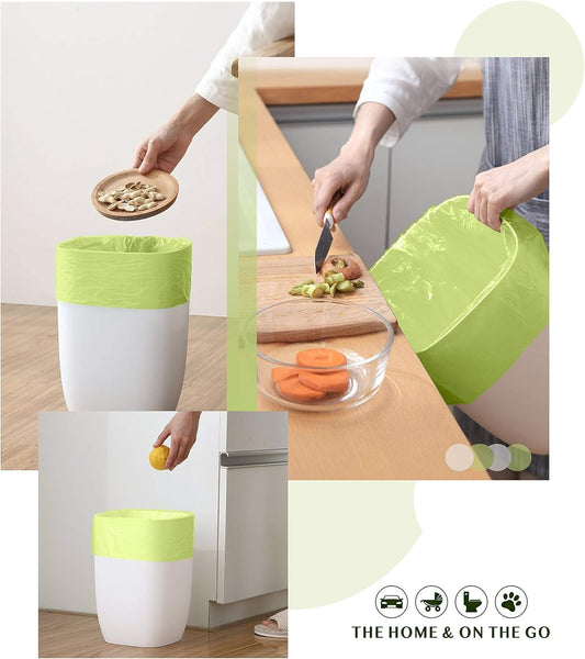 Compostable Trash Bags - FORID 13 Gallon Tall Kitchen Garbage Bags 80 Count Unscented Trash Can Liners 55 Liter Medium Wastebasket Bags for Bathroom Home Bedroom Office Garbage Can (5Rolls/Green)