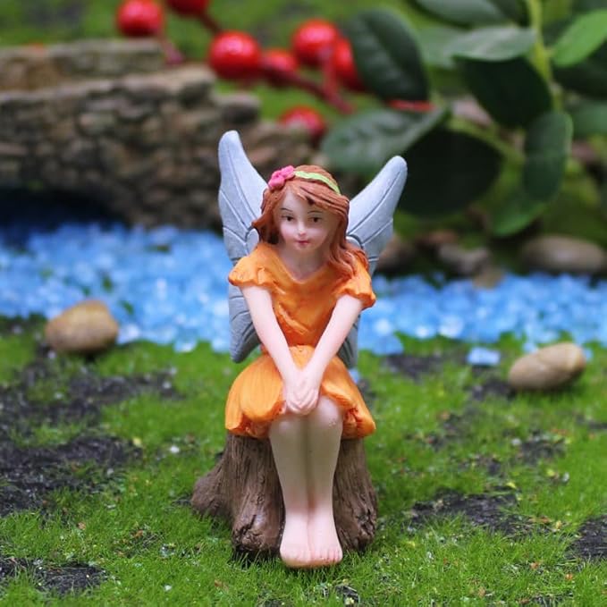 Miniature Fairy Garden Figurines 5Pcs, Small Flower Fairies Ornaments Resin Mini Fairy Figurines Outdoor Decor Art for Fairy Garden Pot Bonsai Micro Landscapes Craft Decoration Accessories