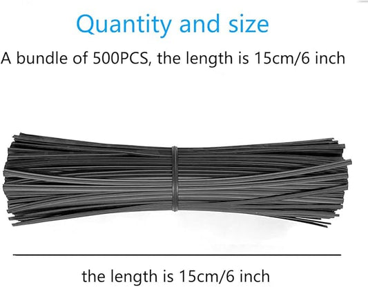 Plastic Black 6" Twist Ties, Reusable Cable Ties,Long Garbage Bag Twist Ties, Trash Bag Coated Ties, Twisty Ties for Organizing, Plant Hollding, Office, Christmas Tree (500 Pcs/6 inch)