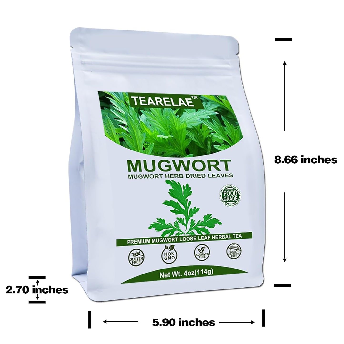 TEARELAE - Natural Mugwort Herb Dried Leaves - 4oz/114g - Mugwort Tea Loose Leaf - Non-GMO, Sulfur-free - 100% Pure Premium Dried Herbs - Help Sleep A Lucid Dream