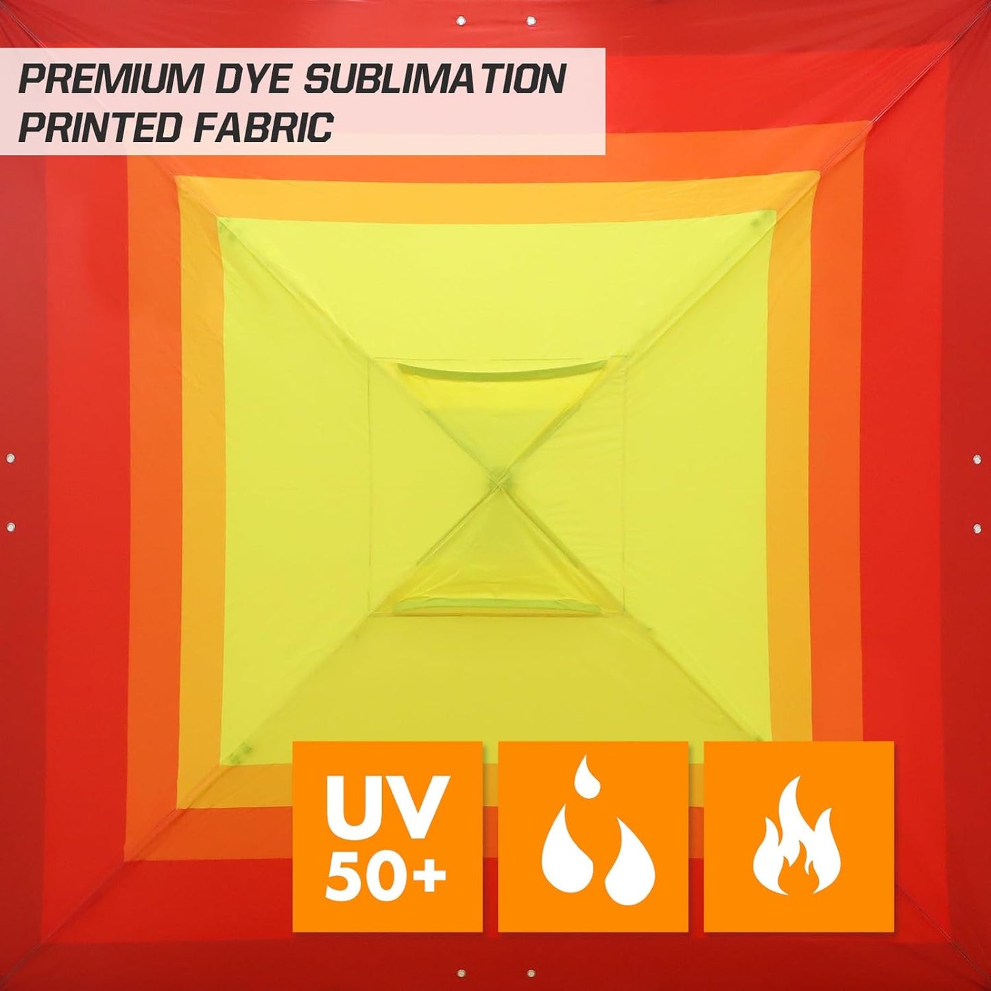 EAGLE PEAK Pop Up Canopy Tent with Wheeled Carry Bag, 8 Stakes, 4 Ropes, 4 Weight Bags, Easy Set Up Tent Canopy, 10x10 ft, 100sqft of Shade, Sunset Stripe