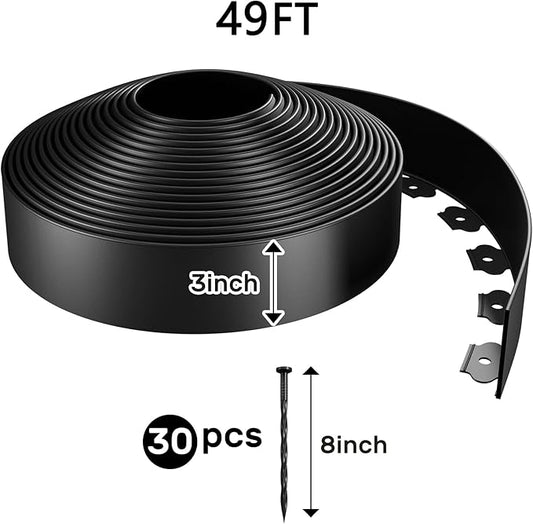 AGTEK Garden Edging 49FT Landscape Edging Kit 3 Inch Height Plastic Garden Border No Dig Lawn Border for Yard Flower Bed with 30 Stakes
