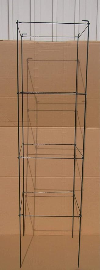 Green Square Folding Tomato Cage Plant Support Stake Tower 12 inch by 46 inch, Pack of 10 Sets