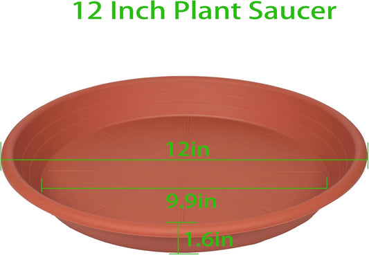 2 Pack of Plant Saucer 12 inch, 12 inch Plastic Plant Drip Trays, Heavy Duty Plant Trays for Indoors no Holes, Plant Water Tray for Planters (Terracotta)