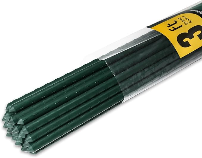 30pcs Steel Plant Stakes 2 Feet,Sturdy Plant Sticks, Plastic Coated Metal Garden Stakes Supports Climbing for Tomato, Bean, Flowers, Tree Potted