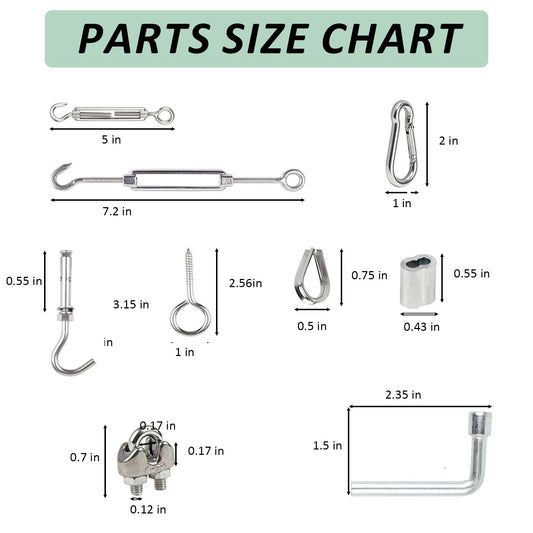 1/8" Wire Rope Kit,Steel Wire Cable,220FT Turnbuckles for Cables Wire,304 Stainless Steel Cable,M5 Turnbuckle Kit for Outdoor, Garden, Kitchen, Craft