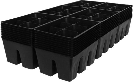 Handy Pantry Black Plastic Garden Tray Inserts - 10 Sheets of 36 Planting Pot Cells Each - 2x3 Nested x6 Configuration - Perforated - Nursery, Greenhouse, Gardening