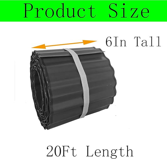 Metal Landscape Edging Border,6 inch × 20 feet Corrugated Garden Edging for Flower Bed,Lawn (6 Inch × 20FT)