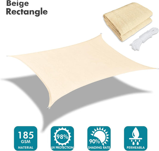 KANAGAWA 7'X7' Cream Custom Size Sun Shade Sail Square UV Block Canopy Cover for Patio Backyard Lawn Garden Outdoor (Customized Available)