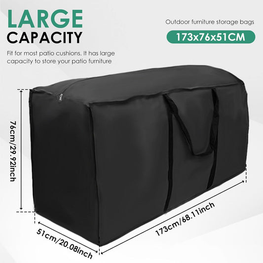 2 Pack Patio Furniture Storage Bag Extra Large Protective Cushion Cover with Zippered Waterproof for Patio Furniture with Zippers and Handles Size 68 inch L x 30 inch W x 20 inch H (2)