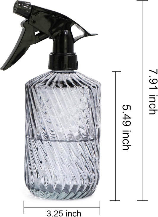 OFFIDIX Fine Mist Plant Mister,Handheld Pressure Glass Spray Bottles,0.45L/15.22oz Watering Can with Adjustable Nozzle for Outdoor Indoor Gardening and Cleaning Work(Diagonal Gray)