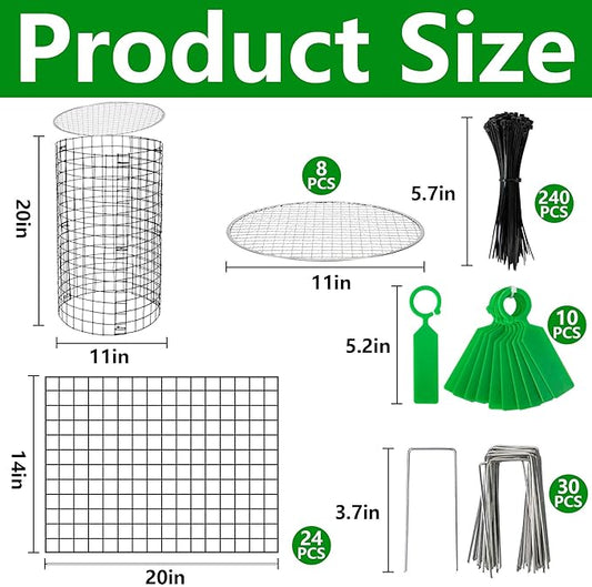 Adnee 8 Pack Wire Plant Protector with Cover-20" x 11" Detachable Metal Plant Protectors Mesh-Garden Plant Protectors for Flower Vegetable to Keep Animals Out