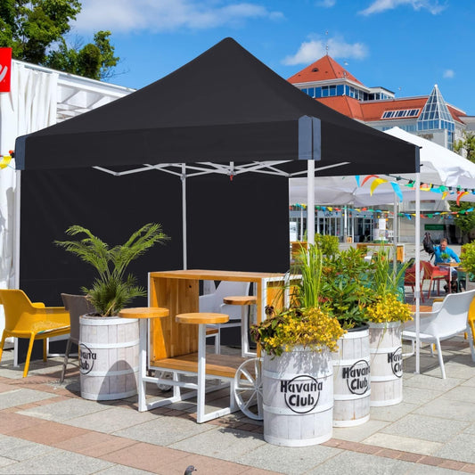 10x10 pop up Canopy Tent, Eazy up Outdoor Patio Canopy Tent with sidewalls, Heavy Duty Commercial Instant Canopy Tent with Sand Bags for Deck, Party, Camping, Backyard, Playground, Black