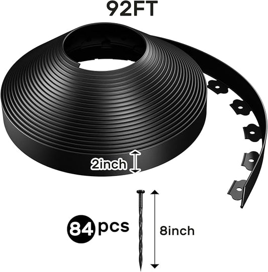 AGTEK Garden Edging 92FT Landscape Edging Kit 2 Inch Height Plastic Garden Border No Dig Lawn Border for Yard Flower Bed with 84 Stakes