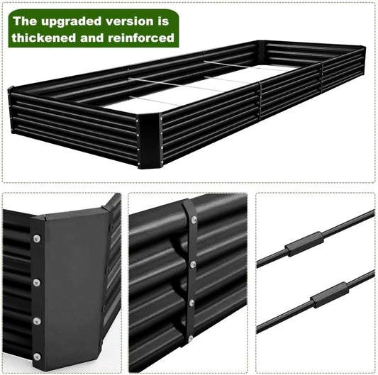 Land Guard 12×4×1ft Galvanized Raised Garden Bed Kit for Vegetables 2 Pack, Galvanized Super Large Metal Planter Raised Garden Boxes Outdoor (Gray)