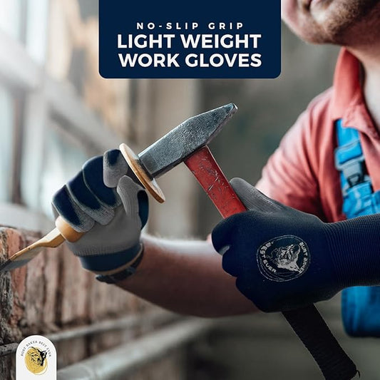 No-Slip Grip Boost Lightweight Work Gloves (PRECISION FIT) Heavy Duty Dipped Slip Resistant Men & Womens