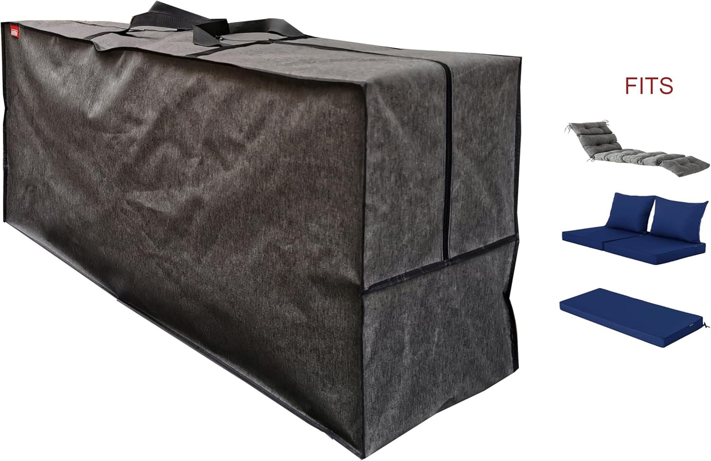 Outdoor Rectangular Cushion Storage Bag, Protective Zippered Storage Bags with Handles, 60"X20"X28" Dark Grey
