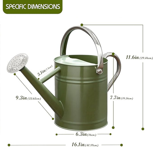 Metal Watering Can, One Gallon Watering Cans Stainless Steel for Outdoor Indoor Garden Plants Watering (Emerald Green)
