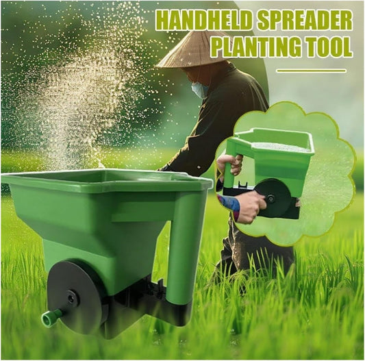 Handheld Grass Seed & Fertilizer Spreader,Portable Manual Lawn and Garden Planting Tool, Reusable Seeder for for Small Farm Garden Lawn Seeding