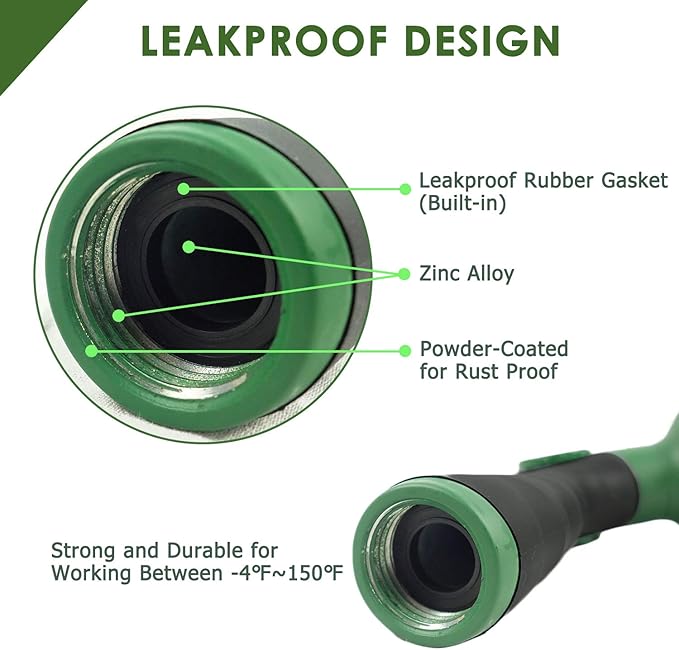 Garden Hose Nozzle Thumb Control Heavy Duty Metal Water Nozzle with Adjustable Watering Patterns High Pressure Hose Nozzle Sprayer, Pefect for Car Washing and Pets Showering