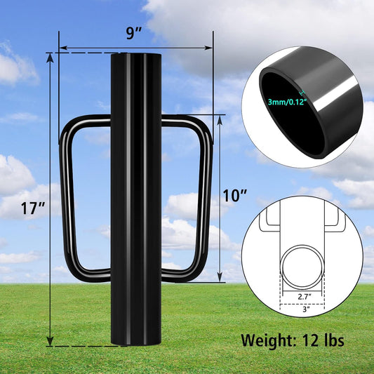 Gtongoko 12LB T Post Driver with Handles Heavy Duty Fence Post Driver Post Pounder for T-Posts,U Channel,Metal Post and Sign Post Pole Driver Tool,17 Inch Black