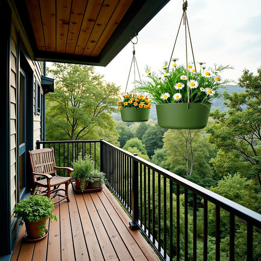 10.7 Inch Hanging Planter for Outdoor Indoor Plants,2 Pack Hanging Flower Pots with Drain Holes for Garden Home Decor Use (Dark Green)