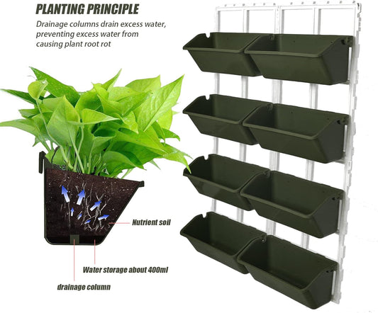 8 Pockets Vertical Garden Wall Planter Raised Beds Hanging Planter Wall Mounted Flower Beds for Flowers Vegetables Herb