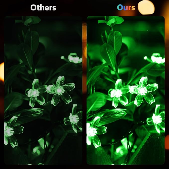 SHANTELE Solar Flower String Lights Outdoor Waterproof 60 LED Fairy Lights for Garden, Fence, Yard, Patio, Lawn, Christmas Tree, Green