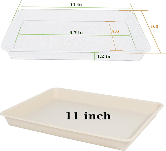 Rectangle Plant Tray, Plant Drip Tray, Plant Pot Saucers, Plant Germination Trays, Plant Saucers, 11'' x 9'' x 1.2'' (2 pack), Beige