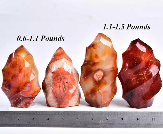 Red Agate Flame Shaped Stone Towers Obelisk Natural Healing Crystal Quartz Reiki Energy Decoration Home Office 0.6-1.0LBS