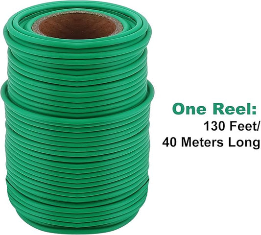 130 Feet Soft Plant Tie Green Twist Garden Ties for Plants Gardening Home Office Organization TPR Garden Ties Supplies with 2.5mm Diameter