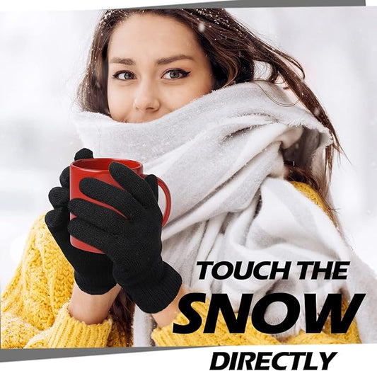 SATINIOR Magic Winter Gloves Unisex Gloves Knit Stretchy Mitten Full Fingers Warm Mitten for Men Women Sports