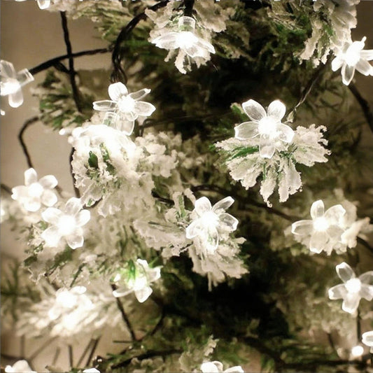 Solar String Lights, 50 LED Outdoor Flower Patio Lights Waterproof, Fairy Lights for Outside Patio Garden Fence Yard Christmas Tree Decor, Pure White