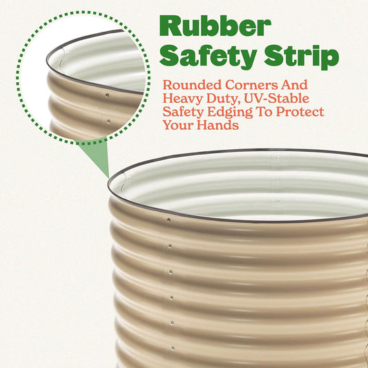 Epic Gardening 5-in-1 Modular Galvanized Raised Garden Bed Kit, 30" Short Metal Planter Box, Durable Aluzinc Steel Raised Garden Bed Outdoor for Vegetables, Herbs, Flowers & Fruits - Round Light Clay