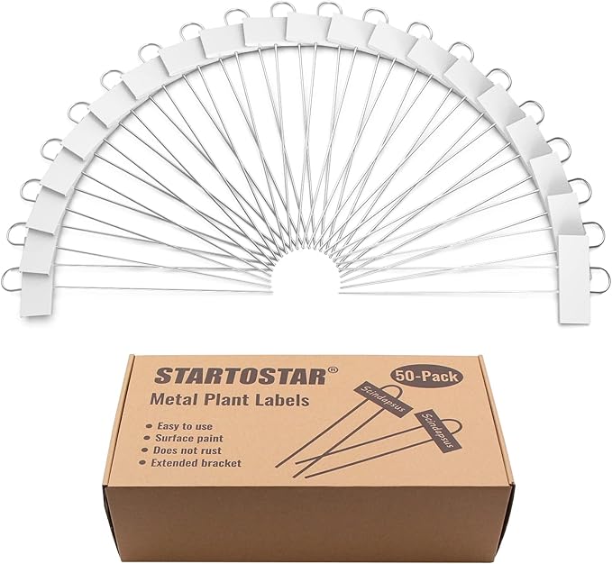 STARTOSTAR 50-Pack Metal Plant Labels, 10.6" Garden Markers Reusable Nursery Tags for Vegetables Herb Flower Seed Greenhouse