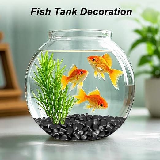 Landscaping Pebbles River Rocks Decorative Ornamental Pebbles Garden Landscaping Stones Gravel Filler for Home Decoration Flower Bed Fish Tank Plants Vases Succulents (1, Black, 1 Pound)