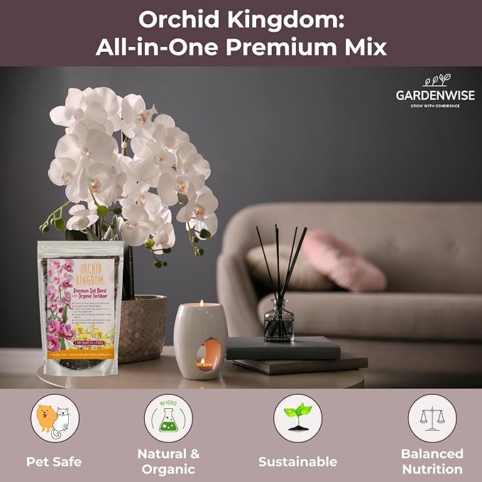 Orchid Potting Mix – Orchid Bark, Sphagnum Moss, Tree Fern & Perlite for Repotting Phalaenopsis Orchids, Indoor Plants, Orchid Soil Medium – Sustrato para Orquídeas (1 Quart)