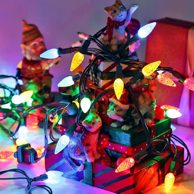 Brizled C5 Christmas Lights Multicolor, 33ft Mini 100 LED Christmas String Lights, 120V UL Certified Xmas Tree Lights Connectable Colored Xmas Light Indoor Outdoor for Tree Patio Roof Holiday Decor