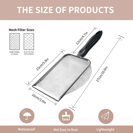 2 PCS 2-in-1 Gardening Soil Sifter Set with 2/2.8mm Mesh, Garden Sieve & Shovel Sifter Screen Potting Scoop for Sand, Dirt, Rock Compost, Stainless Steel & Ergonomic Handle