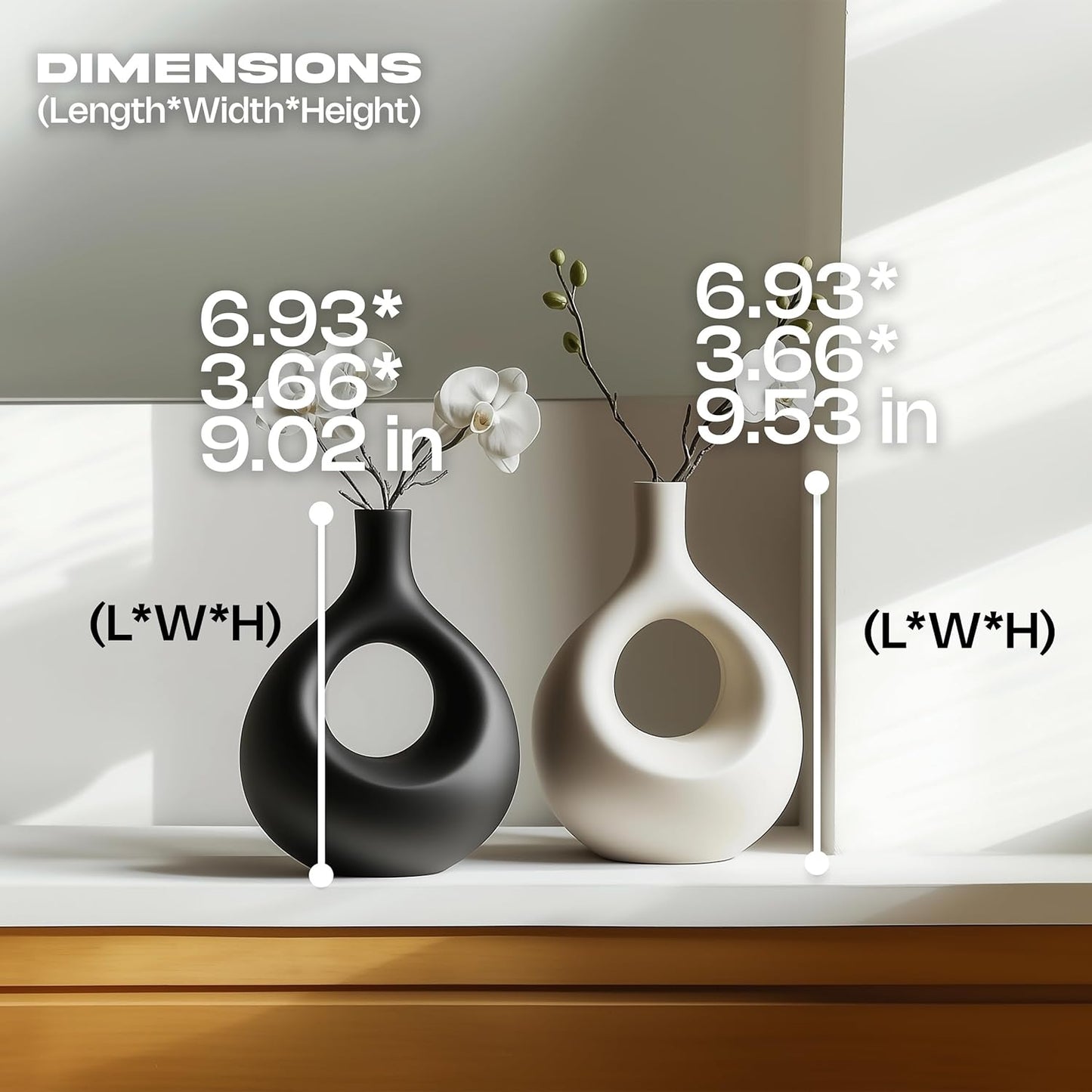 NOBULA Ceramic Bagel Vases C5 โ Thoughtful for Mom โ Elegant Set of 2 for Living Room, Bedroom or Table โ Modern Home Decor Sheโll Love โ Perfect for Flowers & Plants