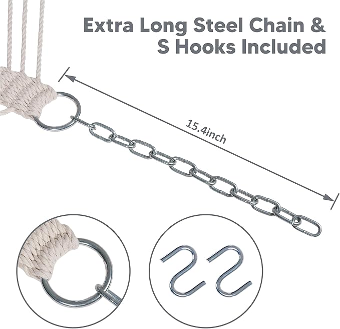 SUNCREAT Heavy Duty Hanging Tree Hammock, 475 lbs Capacity, Two Person Hammock with Large Soft Pillow, Tree Hooks, Gray