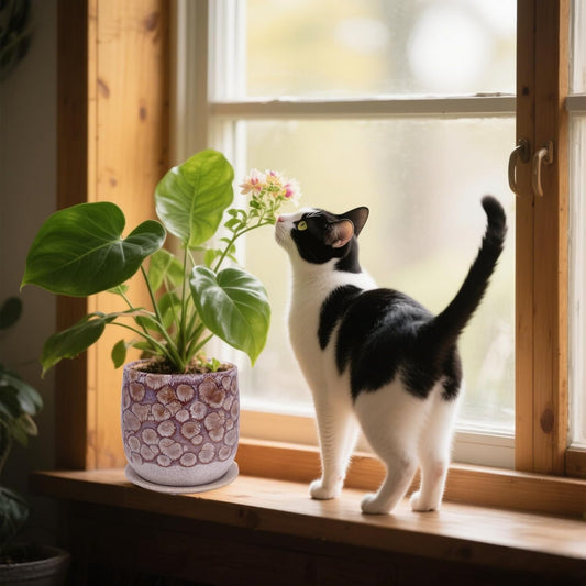 6 in Ceramic Plant Pot with Saucer,Indoor Plant Pot for Plants, Flower Pot with Drainage,Reactive Glaze Red