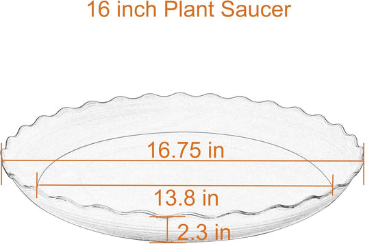 4 Pack of 16 inch Plant Saucer, Depth Large Plant Tray, Heavy Duty Plant Trays for Indoors no Holes, Plastic Pot Tray for Planter (White)